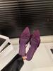 Sandalias Moradas Pequeñas de Tacón Alto con Lazo, Zapatos de Hada para Uso Exterior, Verano 2025 Sandalias de Punta Estilo Francés con Faldas