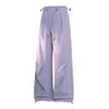 Calças Casuais Roxo Dopamina Femininas Verão Outdoor Secagem Rápida À Prova de Vento Roupa de Trabalho Reta Solta Casal Calças Longas Tendência