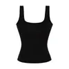 Camisole Feminina 2026 Novo Estilo Cor Sólida com Bojo Embutido, Corte Justo, Costas Nuas, Top Sem Mangas para Usar por Cima