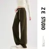 Pantalones de pierna ancha con pierna curva para mujer, nueva colección primavera/otoño 2026, cintura alta, adelgazantes, tejido de chenilla, cómodos y suaves, estilo deportivo, estética old money
