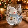 Copa de vidrio borosilicato alta pintada de Navidad transfronteriza, copa de vino de Papá Noel y muñeco de nieve, suministro del fabricante, dropshipping disponible