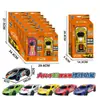 Conjunto de Carrinhos de Corrida de Puxar para Crianças, Carro de Corrida Realista, Caminhão de Bombeiros, Veículo de Construção, Modelo de Caminhão Brinquedo, Caixa de Presente com Carrinhos Pequenos