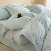 Juego de cuatro piezas estilo vintage de algodón cepillado Clase A, sábana y funda de edredón de algodón grueso para otoño, venta al por mayor de ropa de cama Nantong
