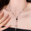 Collar de Borla Larga Perla Negra Estilo Dulce Oscuro Oscuro Diseño Niche Único Cadena Avanzada para Clavícula