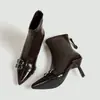 Botines de Punta Aguda Transfronterizos Europeos y Americanos al por Mayor para Mujer Estilo Francés Versátil 2026 Nuevo Estilo Coreano Temperamento Moda Estilo Británico