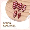 Unhas Usáveis de Natal Listradas Vermelhas Francesas Brilhantes Unhas Postiças Manicure de Alta Qualidade Unhas Usáveis Atacado Unha