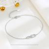 Pulsera Anillo Mobius de Plata de Ley S925 Joyería Elegante de Nicho Versátil Simple Pulsera de Doble Anillo Accesorios para Apilar para Mujeres