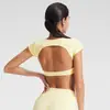 Roupa Externa de Manga Curta de Alta Intensidade Transfronteiriça Justa Yoga Esportiva Casual Sem Costas Treinamento Corrida Fitness Top