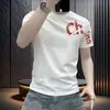 Camiseta de Manga Corta de Lujo de Marca Europea de Moda para Hombre con Estampado de Motocicleta, Top de Media Manga para Hombres Jóvenes