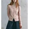 Este año, el hermoso cárdigan de punto con botones y cuello en V de gama alta para mujer, abrigo suéter de otoño 2026, nuevo top rosa suave