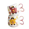 Taza de Cerámica con Dibujo de Niña de Dibujos Animados, Diseño de Color Retro, Taza de Arte, Logo Personalizado