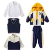 Chaqueta de uniforme escolar de primaria, ropa de clase para niños, primer grado, traje de primavera y otoño, ropa de jardín de infantes de tres piezas, otoño e invierno.