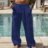 Calça de Sarja de Algodão e Linho Masculina Amazon Cross-Border para Todas as Estações, Fina, Respirável, Roupa de Trabalho, Multibolsos, Solta, Casual, Moderna, Perna Larga