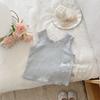 Roupa Infantil 2025 Verão Novo Camiseta Básica Regata para Meninas Roupa de Verão Bebê Renda Regata Básica Sem Mangas Camiseta Trbottomy