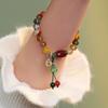 Pulseira Elegante de Luxo Leve Colorida Pedra Natural Chinesa Étnica Lótus Ruyi Estilo Nacional Pulseira Melhor Amigo Joia