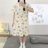 Camisola de verão de manga curta com desenho animado, pijama simples, solta, plus size feminino, simples, longa, doce, roupa de casa Feminino