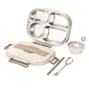 Lonchera Térmica de Acero Inoxidable 304 para Estudiantes, Apta para Microondas, con Recipiente para Sopa, Lonchera Portátil Compartimentada