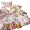 Ropa de Cama Ins Clase A Algodón Puro Juego de Cuatro Piezas Funda de Edredón Funda de Edredón de Algodón Puro Cama Sábanas de Cama Individual Dormitorio de Estudiante Juego de Tres Piezas