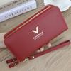 Nova Carteira Feminina Moda Zíper Dupla Camada Longa Clutch Bolsa Padrão Lichia Bolsa para Celular Espessa Multi-cartão Grande Capacidade