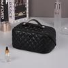 Bolsa de Cosméticos Cuadros Acolchados de PU, Bolsa de Cosméticos Multifuncional de Gran Capacidad, Neceser de Algodón de Alta Gama Conveniente para Viajes