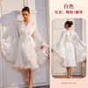 Robe de cetim Feiyun com bordas desfiadas para mulheres, decote em V, mangas sino largas, amarração na cintura, comprimento médio, roupa de casa, comércio exterior 1287