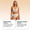 Bikini Zeriluna Rayado Texturizado con Giro Delantero Hueco para Vacaciones en la Playa Traje de Baño Francés Transpirable y Cómodo