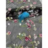 Tecido para Bordado em Tela DIY Tecido Bordado Renda para Vestido de Noiva Acessórios de Roupa Plantas Aquáticas Bordado de Flores Coloridas Bordado com Fundo Branco