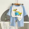 7A Ropa de Casa Antibacteriana de Tencel para Niños Dibujos Animados Lindo Niños Medianos y Grandes Verano Manga Corta Pantalones Cortos Traje de Pijama para Niños