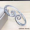 Pulsera de Pareja Plata S999 Símbolo de Amor Maldición para Hombre Retro Abertura para Mujer Oro Garrote Pulsera de Plata Regalo