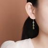 Yuebao Jewelry S925 Prata Esterlina Hetian Jasper Retro Simples Ovo Noodles Brincos de Borla Elegantes Brincos de Prata All-match