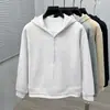 Sudadera con capucha y media cremallera para hombre de otoño, peso pesado, corte holgado, hombros caídos, chaqueta casual de manga larga para papás de mediana edad, moderna