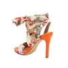 2026 Nuevo Modelo Comercio Exterior Transfronterizo Estación Independiente Suministro Sandalias de Tacón Alto Peep-Toe Estampado Floral Talla Grande para Mujer