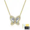 Colar Borboleta de Prata S925 com Moissanita D Color Vvs Corrente de Clavícula Cluster de Moda Luxo Leve Venda Direta do Fabricante