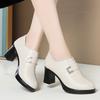 Entrega de una pieza zapatos de una sola capa para mujer Primavera 2024 nuevos zapatos de mamá de mediana edad zapatos elegantes de tacón alto zapatos de cuero zapatos de piel suave para mujer