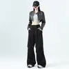 Pantalones de Trabajo de Secado Rápido Estilo Americano para Mujer, Novedad Primavera 2026, Cintura Alta, Diseño Adelgazante con Bolsillos, Pantalones Casuales de Pierna Ancha Negros