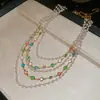 Collar Retro de Perlas y Cuentas de Cristal Dopamina, Estilo Palacio, Cadena de Clavícula de Alta Gama, Collar Exquisito y Versátil