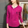 Nueva Camiseta de Manga Larga para Mujer Verano 2026, Camiseta Casual con Capucha Estilo Coreano, Top Versátil con Letras para Mujer