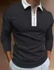 Europa y Estados Unidos transfronterizos nuevo otoño hombre manga larga solapa monocromático camiseta slim camiseta tipo POLO hombre una generación de pelo