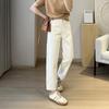 La primavera no es demasiado tarde [productos de alta calidad] pantalones de abuela antiarrugas suaves especiales, pantalones de mujer con temperamento de viajero frecuente de corte vertical con microarcos, pantalones sin planchado