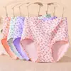 Ropa Interior de Algodón Puro para Mujer, de Cintura Alta, Estampado Floral, Cómodas y Transpirables Bragas Triángulo para Mujeres de Mediana Edad, Comercio Transfronterizo