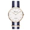 Reloj Clásico Simple Ultrafino de Esfera Grande Dos Agujas Combinación de Color Lona de Nailon Reloj de Cuarzo Reloj Casual para Parejas