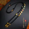 Colgante de Cuerda para Thangka del Dios de la Riqueza de Cinco Vías Hecho a Mano Antiguo Hilo de Ocho Hilos Amuleto de Buda Colgante de Jade Carpa Candado de Oro de Una Oreja con Cuerda