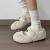 2026 Zapatos de Algodón para Mujer Invierno de Caña Baja Suela Plana Estilo Coreano Cálidos Ropa Exterior Con Peluche Lazo Mary Jane Zapatos Peludos Dulce