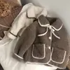 ¡Grueso y cálido para niños y niñas! Chaqueta de lana de cordero coreana para bebé con cuello, abrigo de algodón engrosado elegante de invierno 2026 para niños