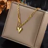 Collar Geométrico Corazón de Amor Europeo y Americano Capas Dobles Colgante de Borla Cadena para Clavícula Joyería de Acero Inoxidable para Mujer Estilo Retro