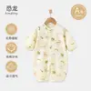 Macacão de Bebê Primavera e Outono Manga Longa Gaze Fina Respirável Casual Estilo Coreano Macacãozinho para Bebê Pijama de Bebê