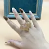 Anel de Resina Europeu e Americano Estilo Coração Transfronteiriço para Mulheres Estilo Ins Anel Halo Tingido Coração Grande Textura Degradê Pulseira Atacado