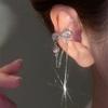 Puño para la oreja con lazo para mujer sin perforaciones, diseño nicho de alta gama, aretes de estilo frío de lujo accesible de tendencia nueva 2025