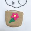Uma Bolsa de Concha Tecida à Mão com Flores, Bolsa de Palha Simples Moderna e Versátil, Bolsa para Guardar Moedas Infantil Atacado