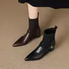 Botas de invierno de cuña de 5 cm estilo coreano de moda, botas calcetín elásticas de otoño 2026, botas altas de punto elástico de punta fina